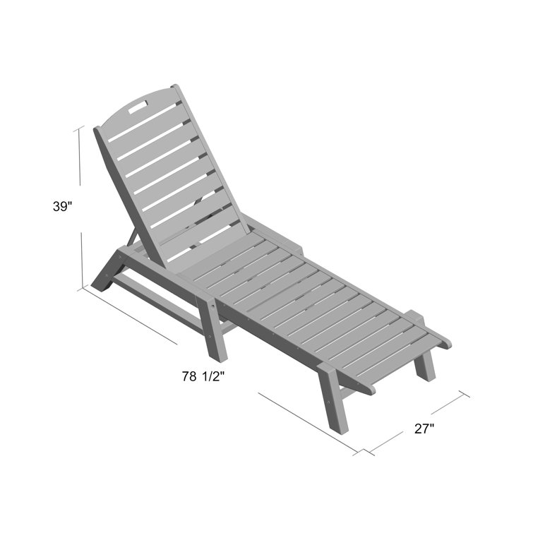 Light Tan Polywood Nautical Armless Chaise Lounger