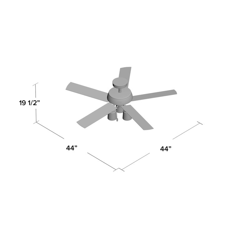 Hartland Indigo Blue 44" LED Ceiling Fan with 5 Light Gray Oak Blades