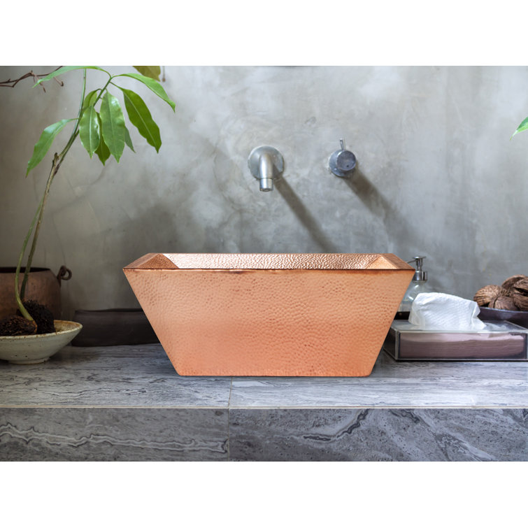 18" Rectangular Hammered Copper Undermount Vessel Sink