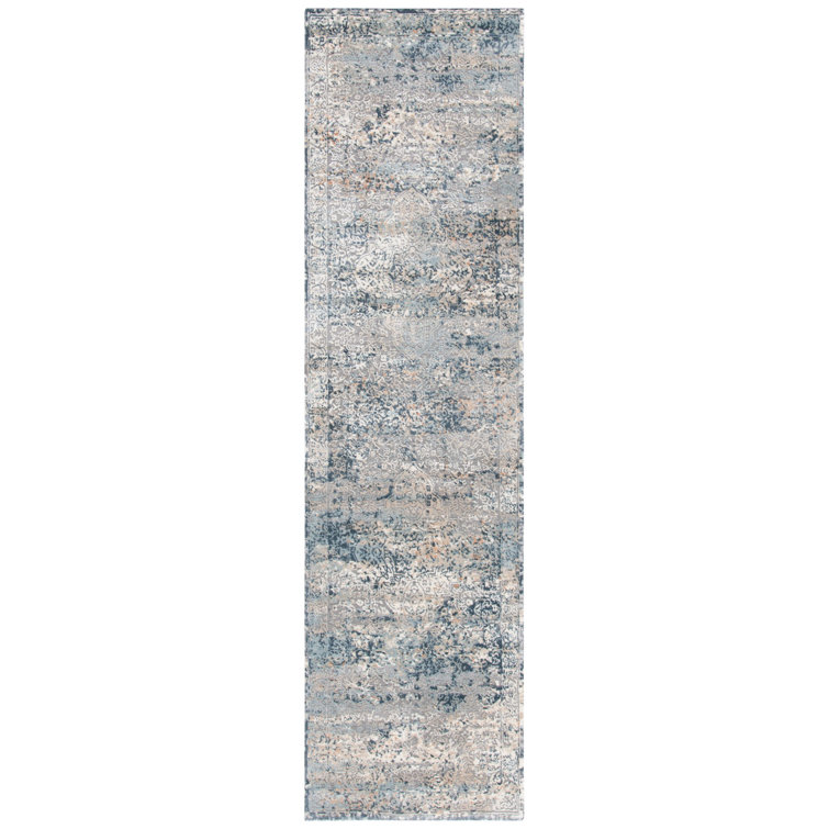 Martha Stewart Blue Synthetic Runner Rug