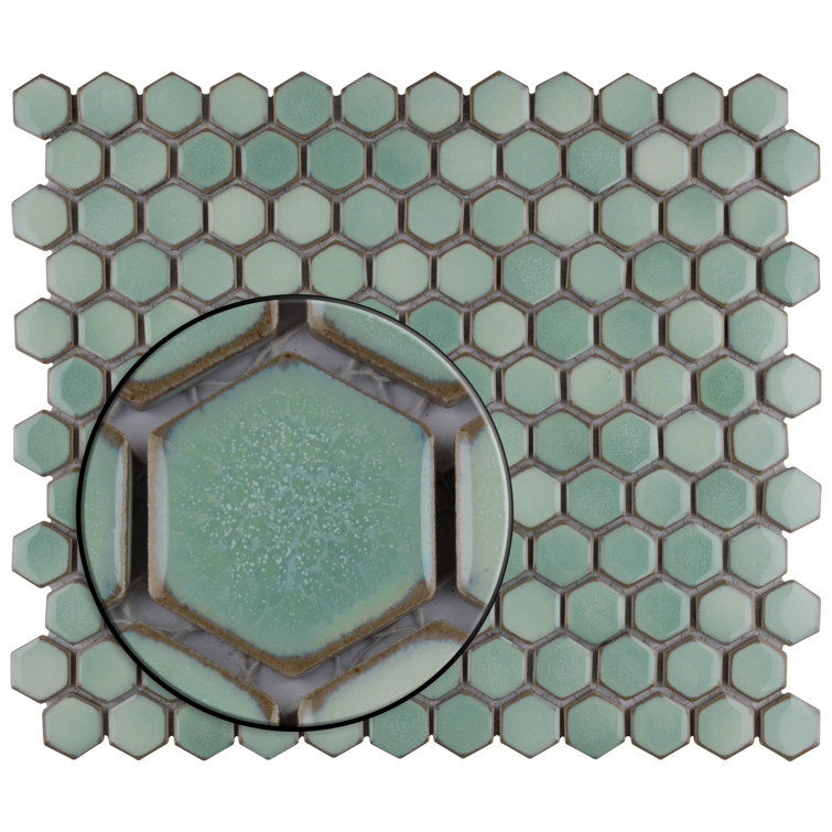 Mint Green Hexagon Porcelain Mosaic Tile for Walls and Floors