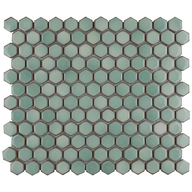 Mint Green Hexagon Porcelain Mosaic Tile for Walls and Floors