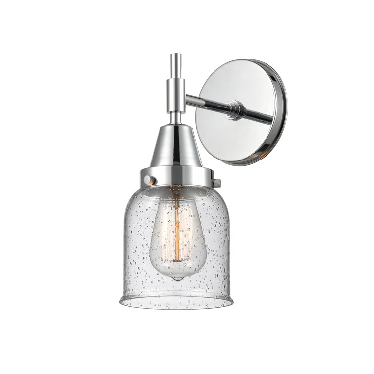 Polished Chrome Dimmable Sconce with Seedy Glass Shade