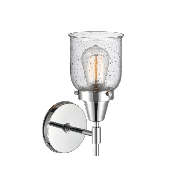 Polished Chrome Dimmable Sconce with Seedy Glass Shade