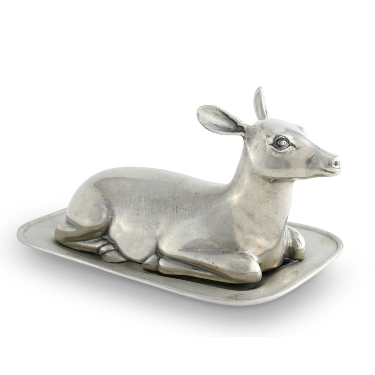 Serene Doe Pewter Butter Dish with Lid for Outdoor Use
