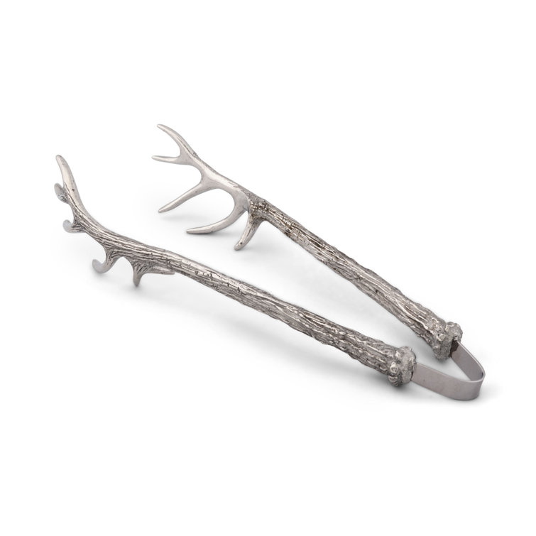 Elegant Pewter Antler Handcrafted Tongs for Refined Entertaining