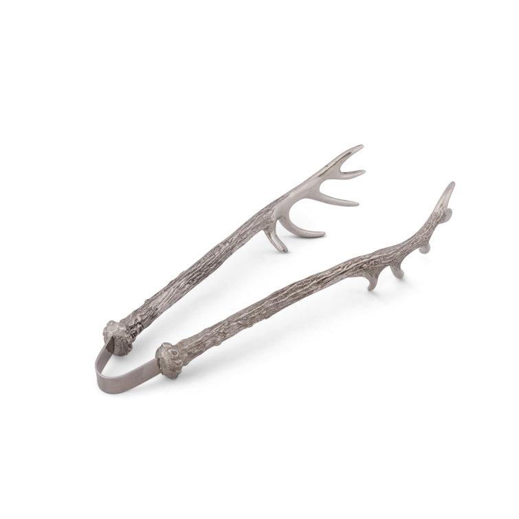 Elegant Pewter Antler Handcrafted Tongs for Refined Entertaining