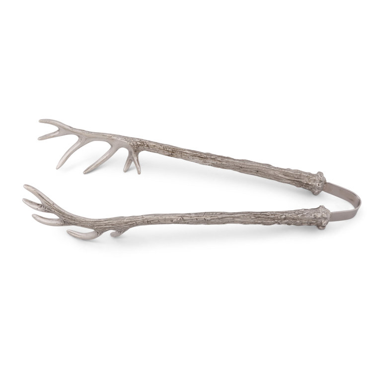 Elegant Pewter Antler Handcrafted Tongs for Refined Entertaining