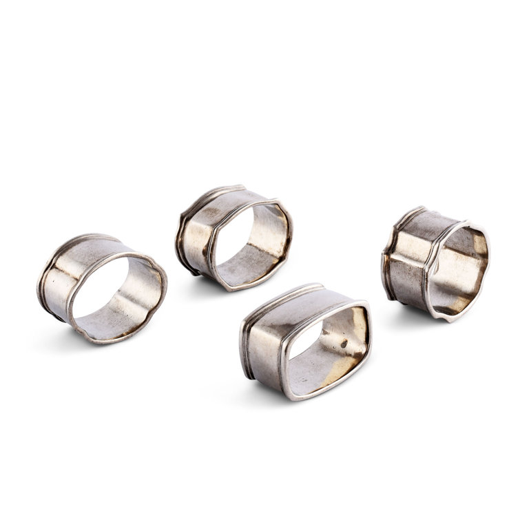 Classic Pewter Mismatched Napkin Ring Set of 4