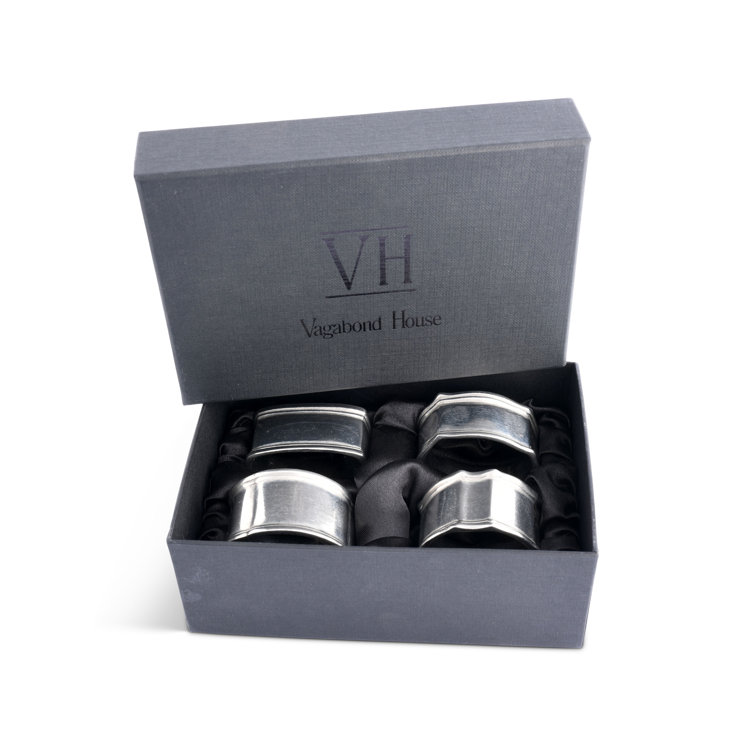 Classic Pewter Mismatched Napkin Ring Set of 4