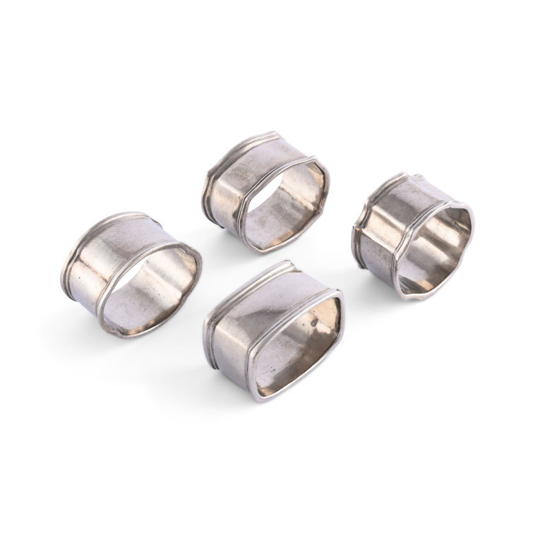 Classic Pewter Mismatched Napkin Ring Set of 4