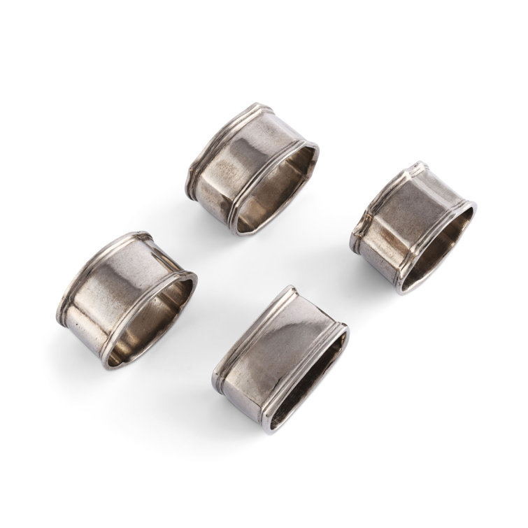 Classic Pewter Mismatched Napkin Ring Set of 4