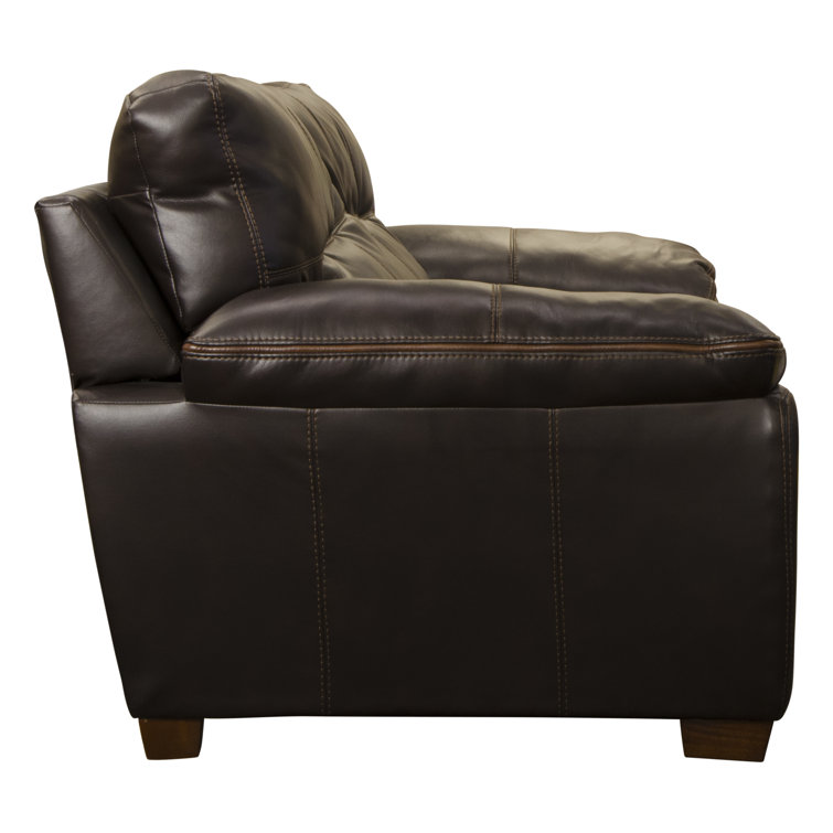 Elegant Hudson 97" Chocolate Faux Leather Traditional Sofa