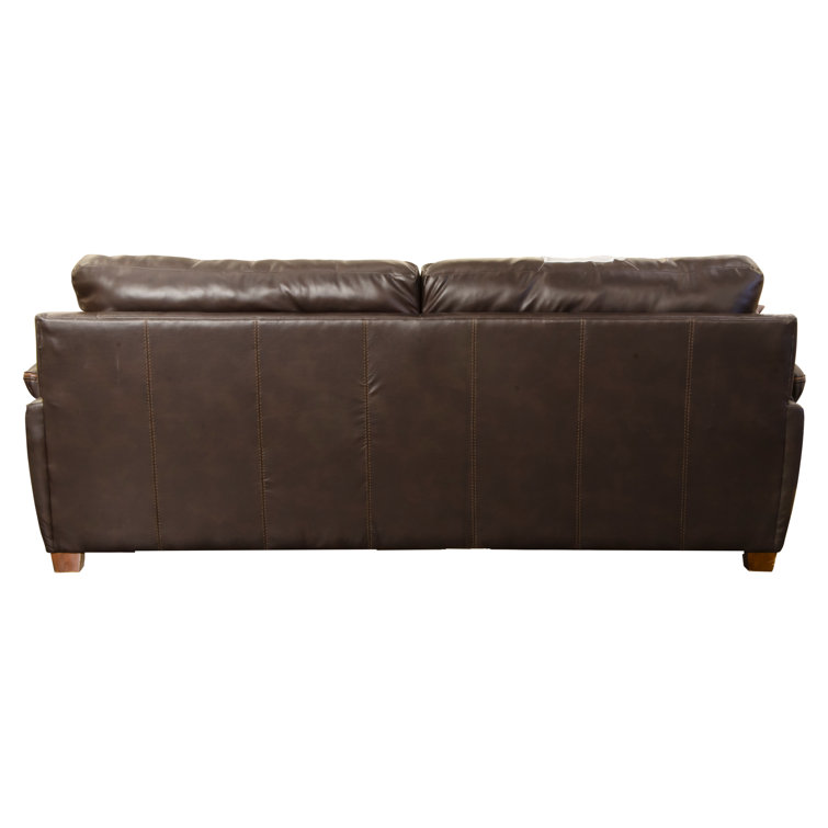 Elegant Hudson 97" Chocolate Faux Leather Traditional Sofa