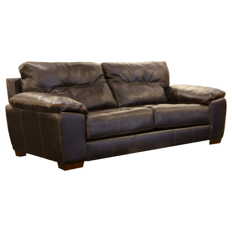 Elegant Hudson 97" Chocolate Faux Leather Traditional Sofa