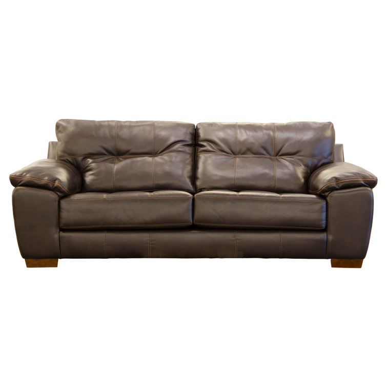 Elegant Hudson 97" Chocolate Faux Leather Traditional Sofa
