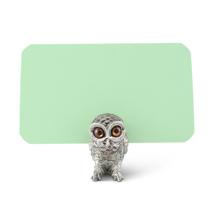 Bronze Owl Pewter Place Card Holder Set
