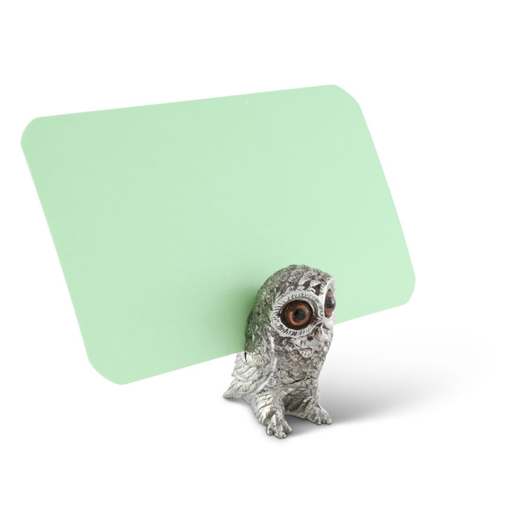 Bronze Owl Pewter Place Card Holder Set