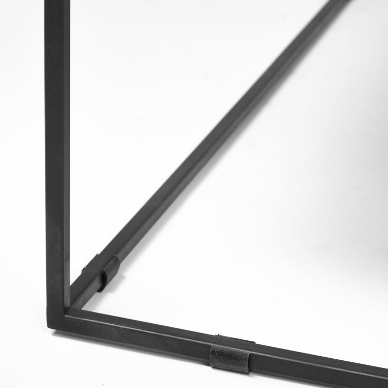 Nathan Square White Marble Top Black Metal Base Coffee Table