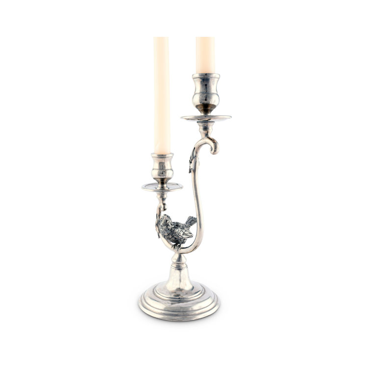 Elegance Pewter Song Bird Candlestick for Tabletop