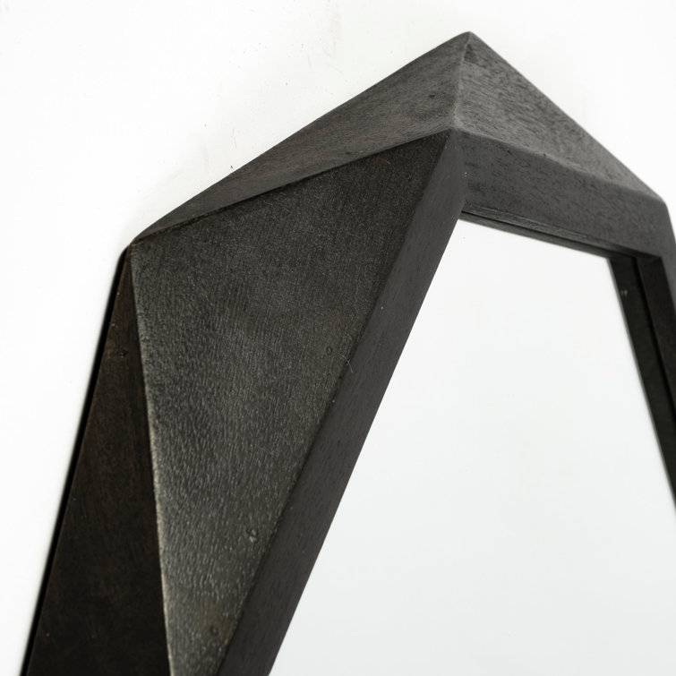 Black Solid Wood Octagonal Wall Mirror, 32" x 32"