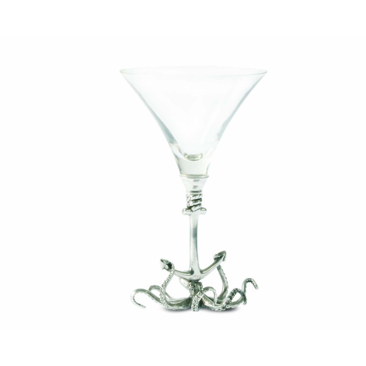 Handmade 10oz Martini Glass with Pewter Octopus Base