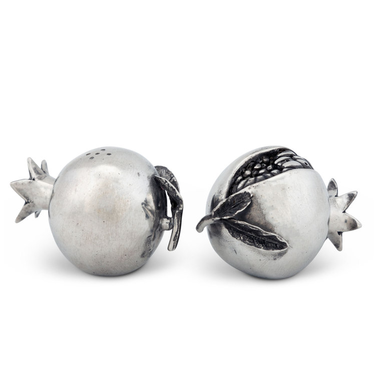Handcrafted Pewter Pomegranate Salt and Pepper Shaker Set