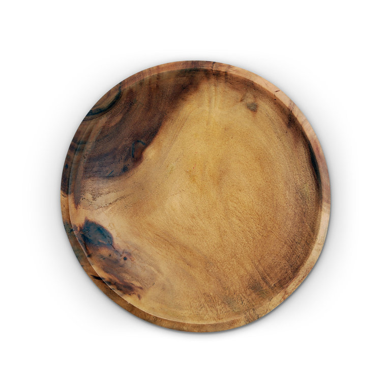 Round Acacia Wood Salad and Fruit Serving Bowl