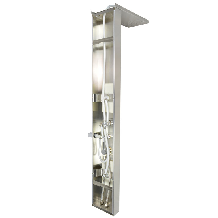 56'' Brushed Stainless Steel Shower Panel with Rainfall Showerhead