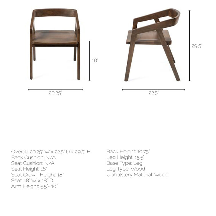 Nicholas Country Style Medium Brown Mango Wood Arm Chair