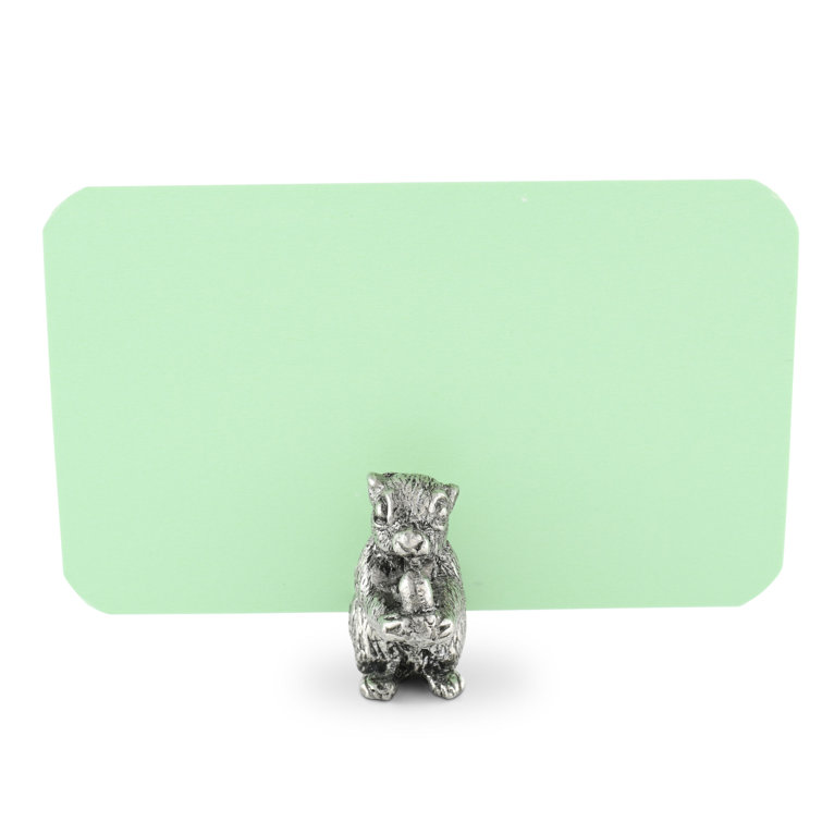 Handcrafted Pewter Squirrel Place Card Holders Set