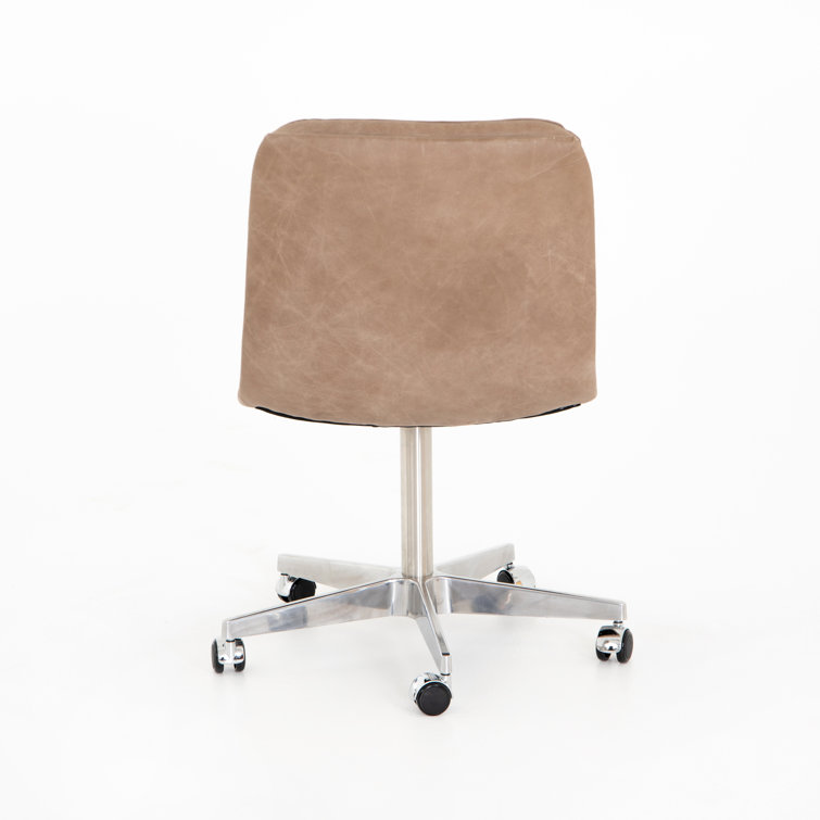 Transitional Natural Washed Mushroom Leather Swivel Desk Chair