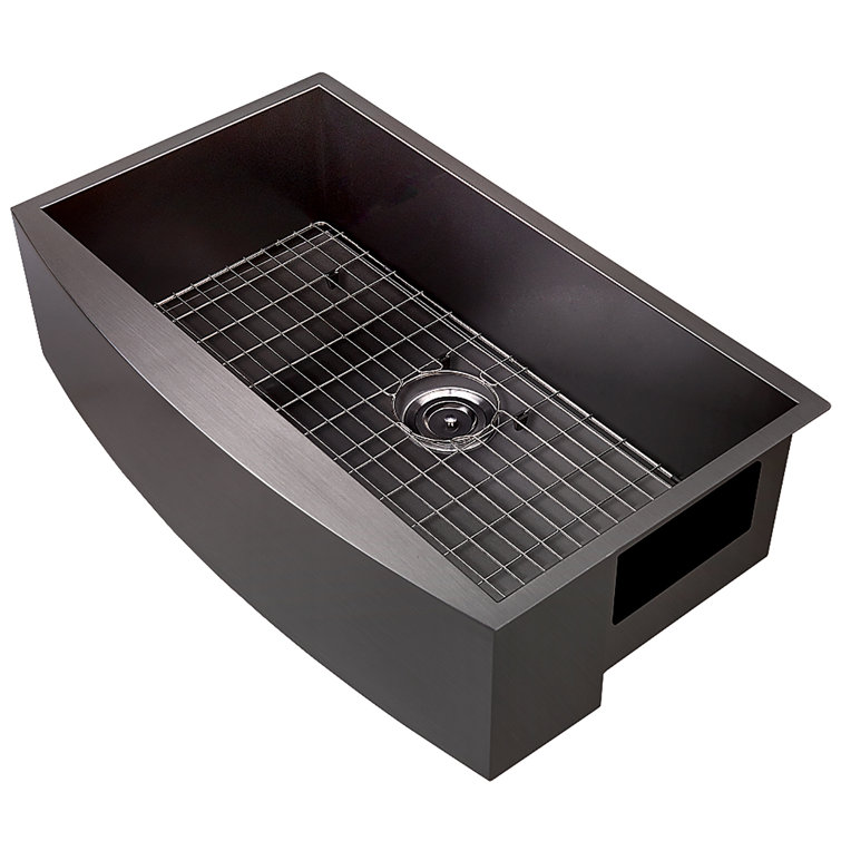 Matte Black Stainless Steel Farmhouse Kitchen Sink with Faucet