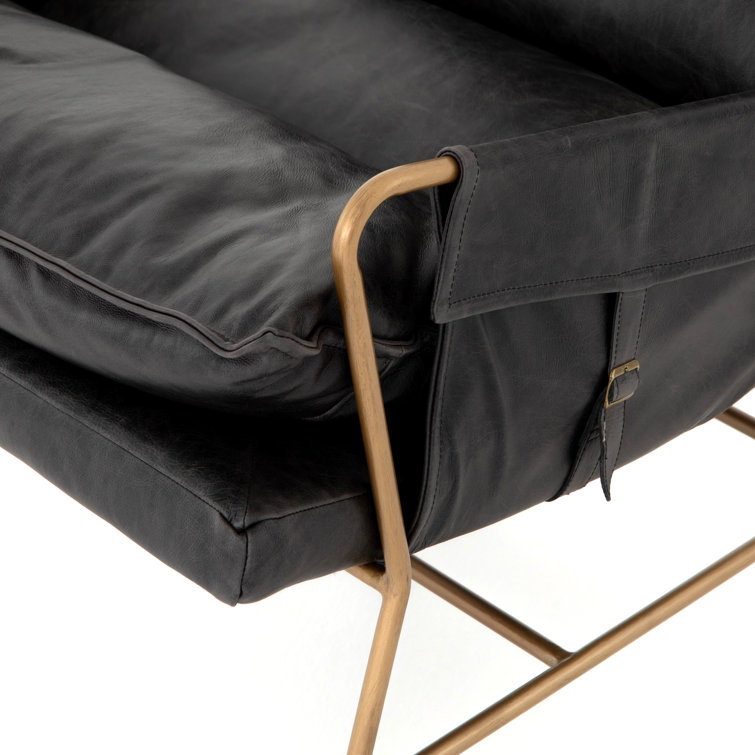 Sonoma Black Transitional Leather & Metal Arm Chair
