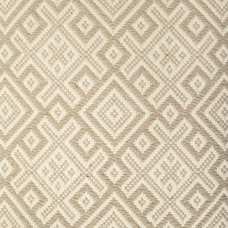 Avery II Cream Geometric Upholstered Accent Bench with Antiqued Nickel Base