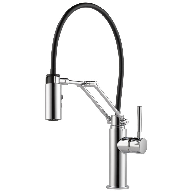 Chrome Articulating Arm Kitchen Faucet with Pull-out Spray