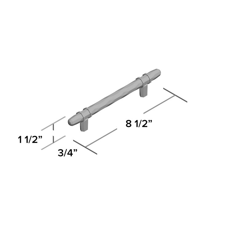 Modern Marble Black and Polished Nickel Bar Pull with Mounting Hardware