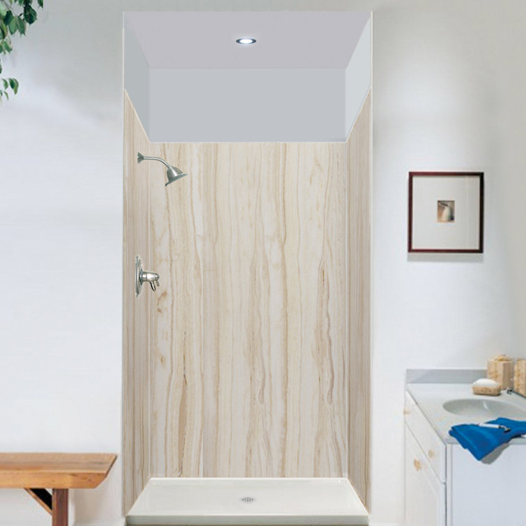 Sorento Beige Composite Solid Surface Shower Wall Kit, 36" x 48" x 72"
