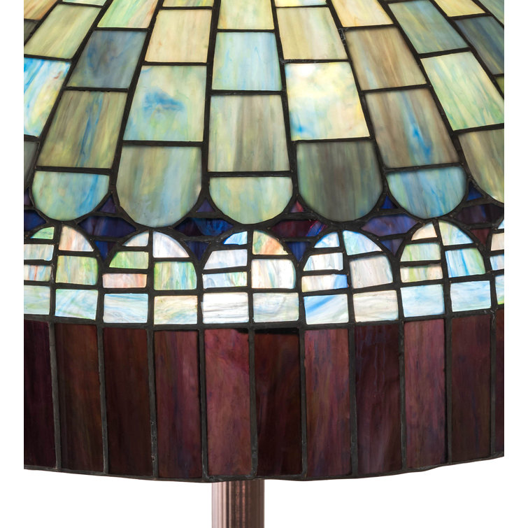 Meyda 62" Tiffany Candice Mahogany Bronze Floor Lamp with Ruby & Green Glass Shade