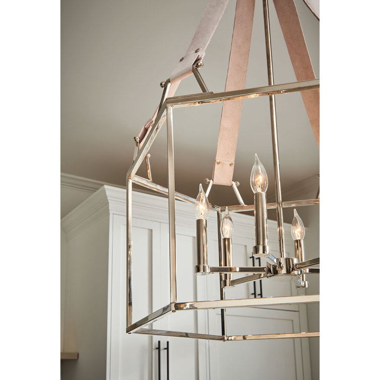 Monroe Polished Nickel 26" Hexagonal Cage Chandelier