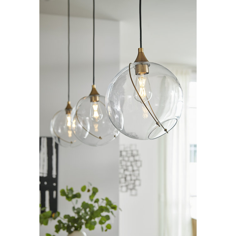 Heritage Brass Globe Pendant with Clear Glass Shade