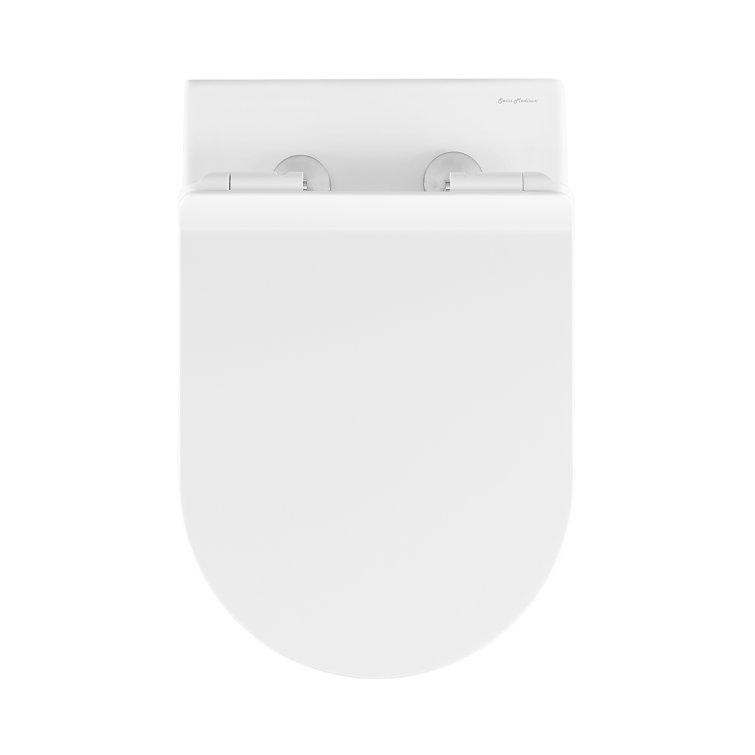 White Wall-Mounted Dual Flush Elongated Toilet