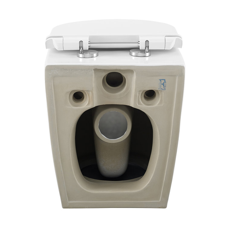 White Wall-Mounted Dual Flush Elongated Toilet