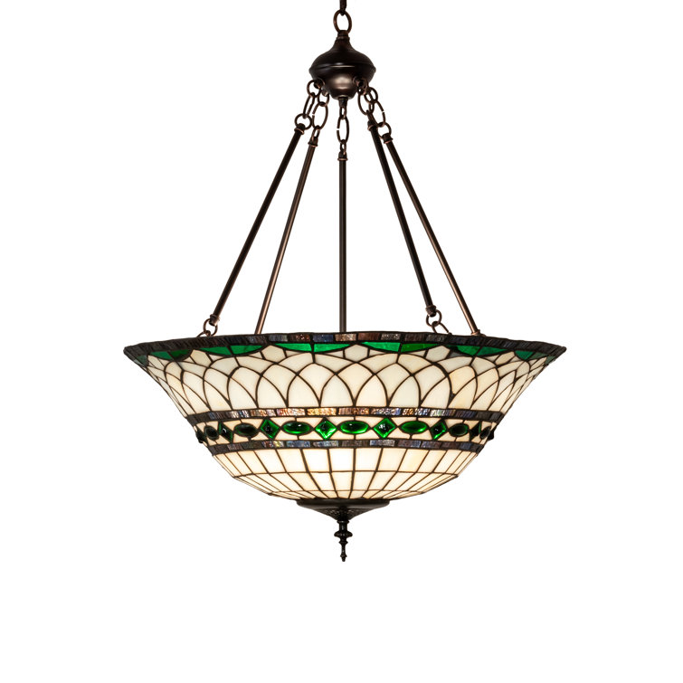 Emerald Jewels 3-Light Mahogany Bronze Globe Pendant with Green Beige Glass