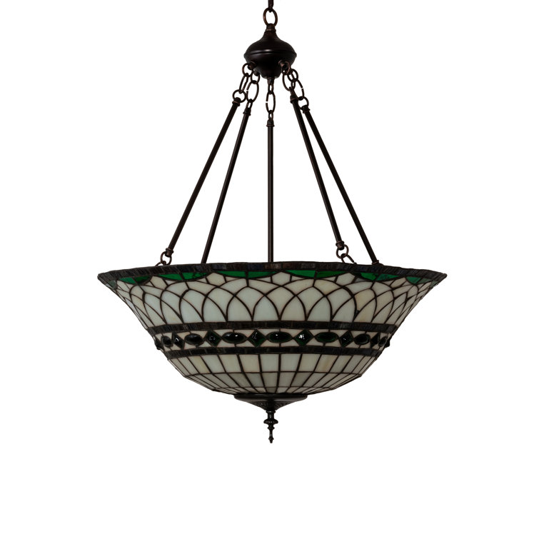 Emerald Jewels 3-Light Mahogany Bronze Globe Pendant with Green Beige Glass