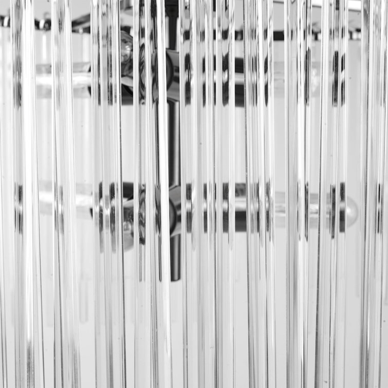 Electroplated Gun-Metal Drum Chandelier with Frosted Glass Rods