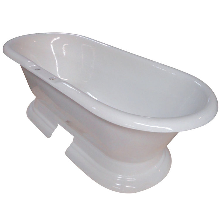 72-Inch White Cast Iron Double Ended Pedestal Tub