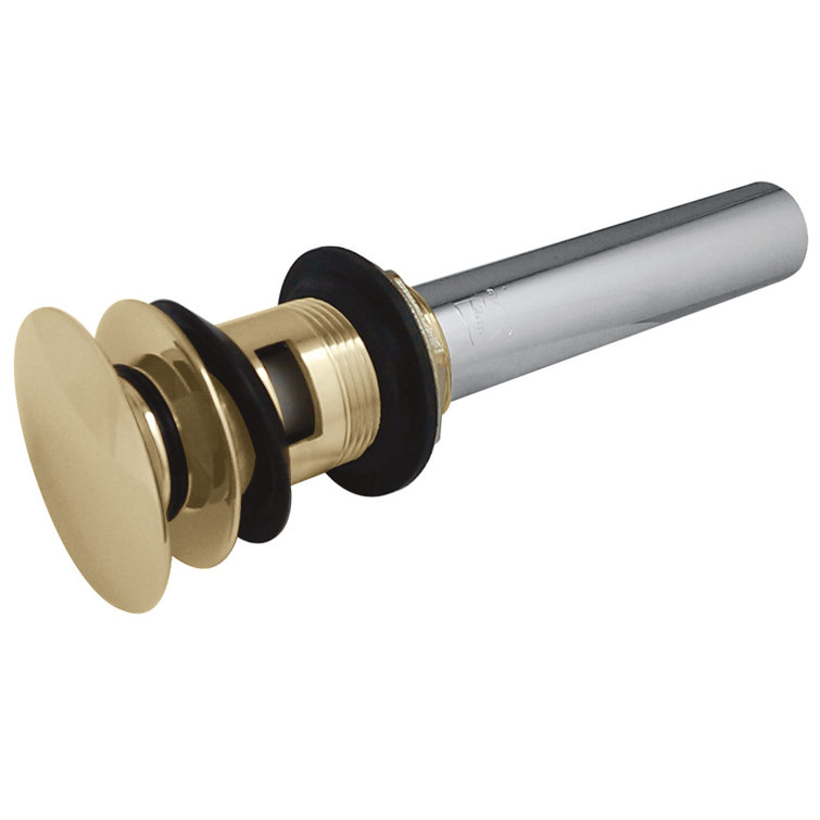 Polished Brass Push Pop-Up Bathroom Sink Drain with Overflow