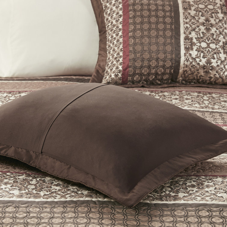 King Red and Brown Reversible Jacquard Bedspread Set