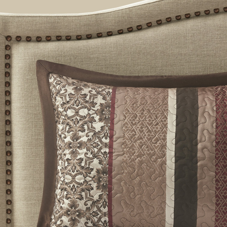 King Red and Brown Reversible Jacquard Bedspread Set